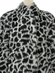 Leopard pattern faux fur coat in white/black