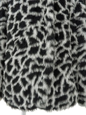レオパードパターンフェイクファーコート　ホワイト／ブラック