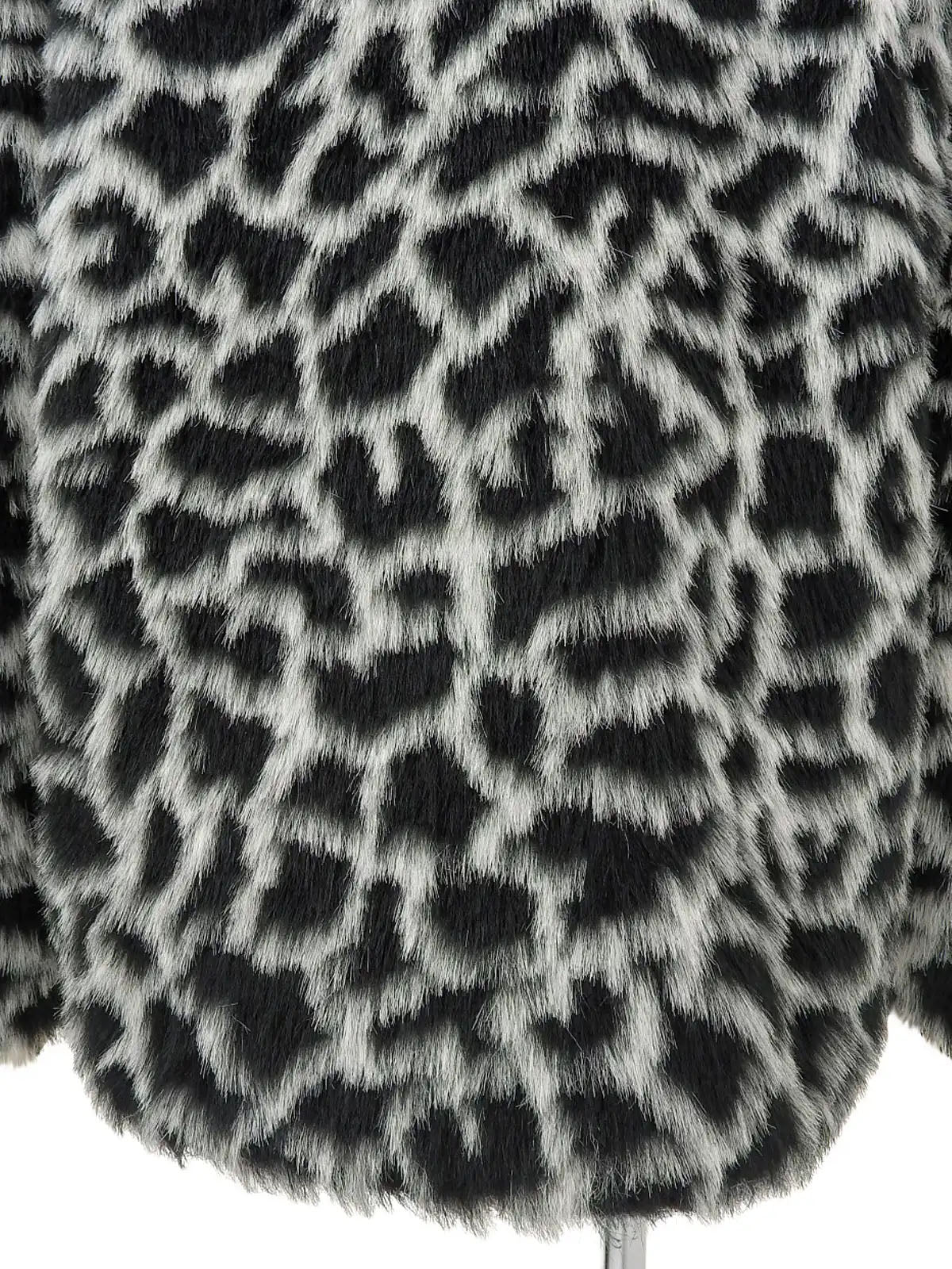 Leopard pattern faux fur coat in white/black