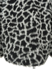 Leopard pattern faux fur coat in white/black