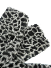 Leopard pattern faux fur coat in white/black