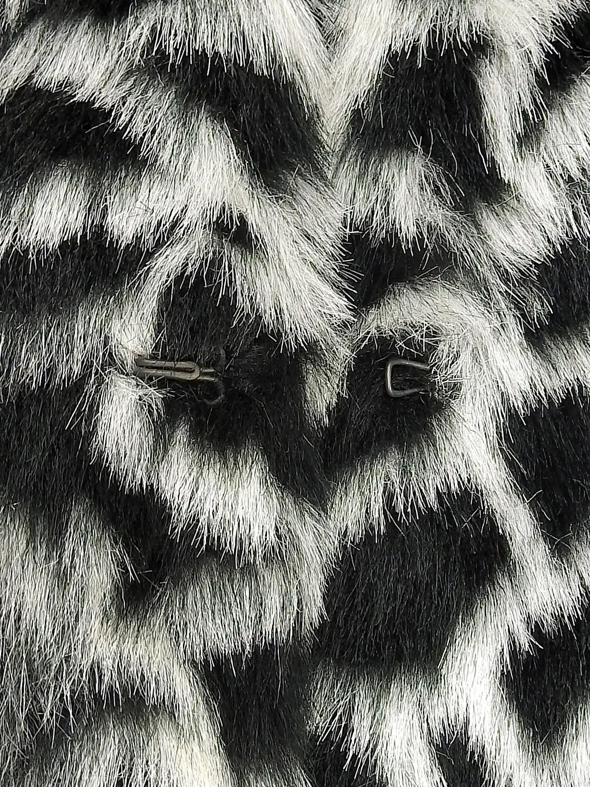 Leopard pattern faux fur coat in white/black