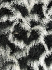 Leopard pattern faux fur coat in white/black
