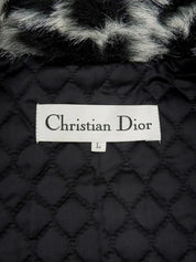 Leopard pattern faux fur coat in white/black
