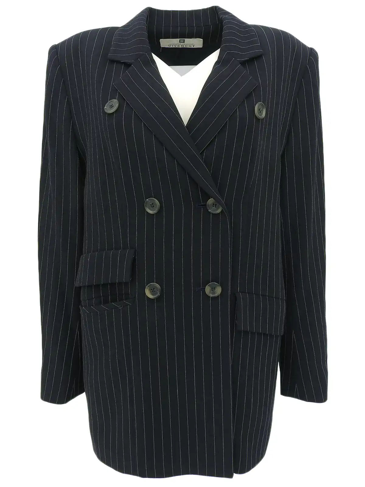 Striped double-breasted jacket in navy and white