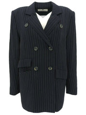 Striped double-breasted jacket in navy and white