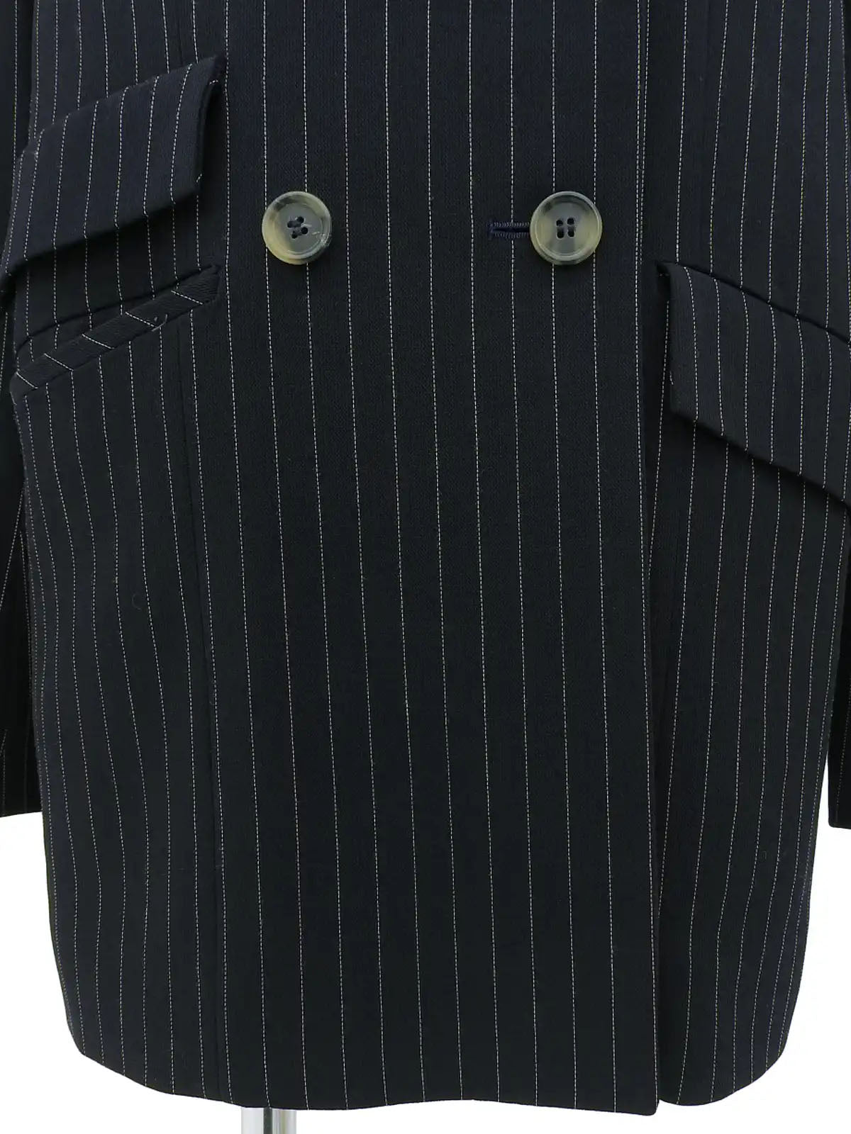 Striped double-breasted jacket in navy and white