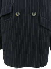Striped double-breasted jacket in navy and white
