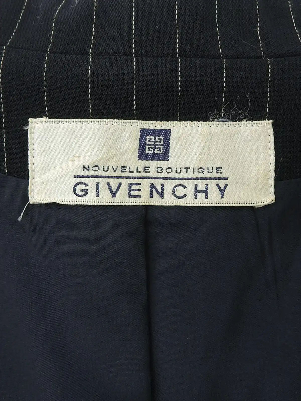 Striped double-breasted jacket in navy and white