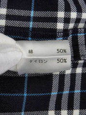 格纹徽标纽扣无袖连衣裙 海军蓝/天蓝色