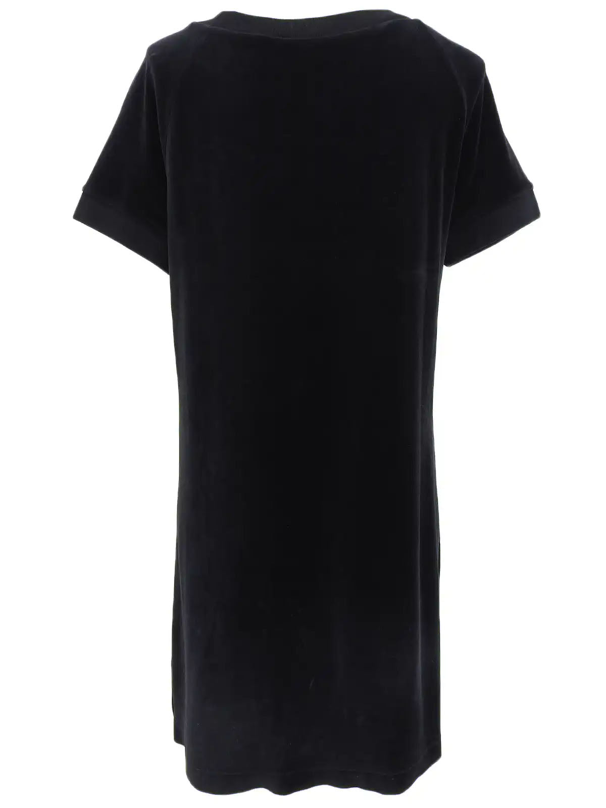 ベロアロゴプレート半袖ワンピース ブラック