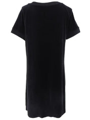 ベロアロゴプレート半袖ワンピース ブラック