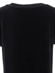 ベロアロゴプレート半袖ワンピース ブラック