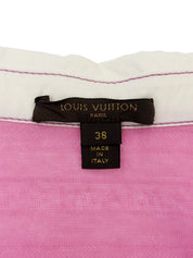 白色/粉色边框图案Logo衬衫裙