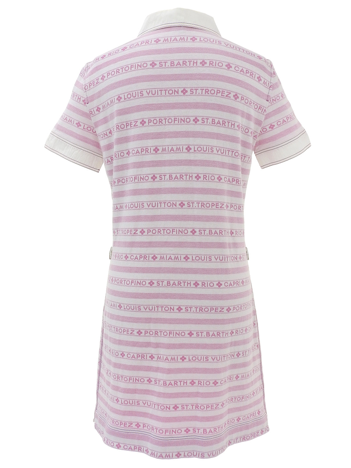 白色/粉色边框图案Logo衬衫裙