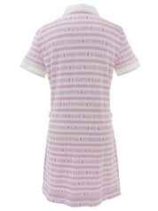 白色/粉色边框图案Logo衬衫裙