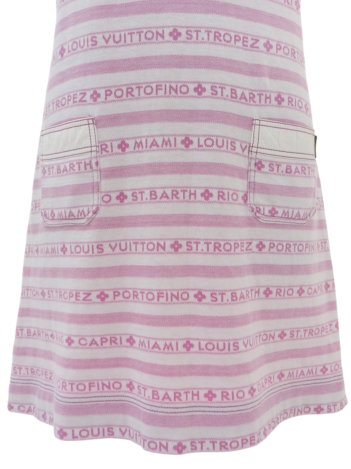 ボーダーパターンロゴシャツワンピース ホワイト/ピンク