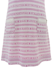 ボーダーパターンロゴシャツワンピース ホワイト/ピンク