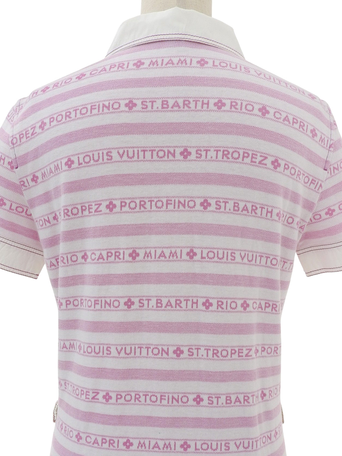 ボーダーパターンロゴシャツワンピース ホワイト/ピンク