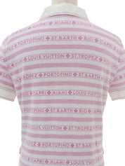 ボーダーパターンロゴシャツワンピース ホワイト/ピンク