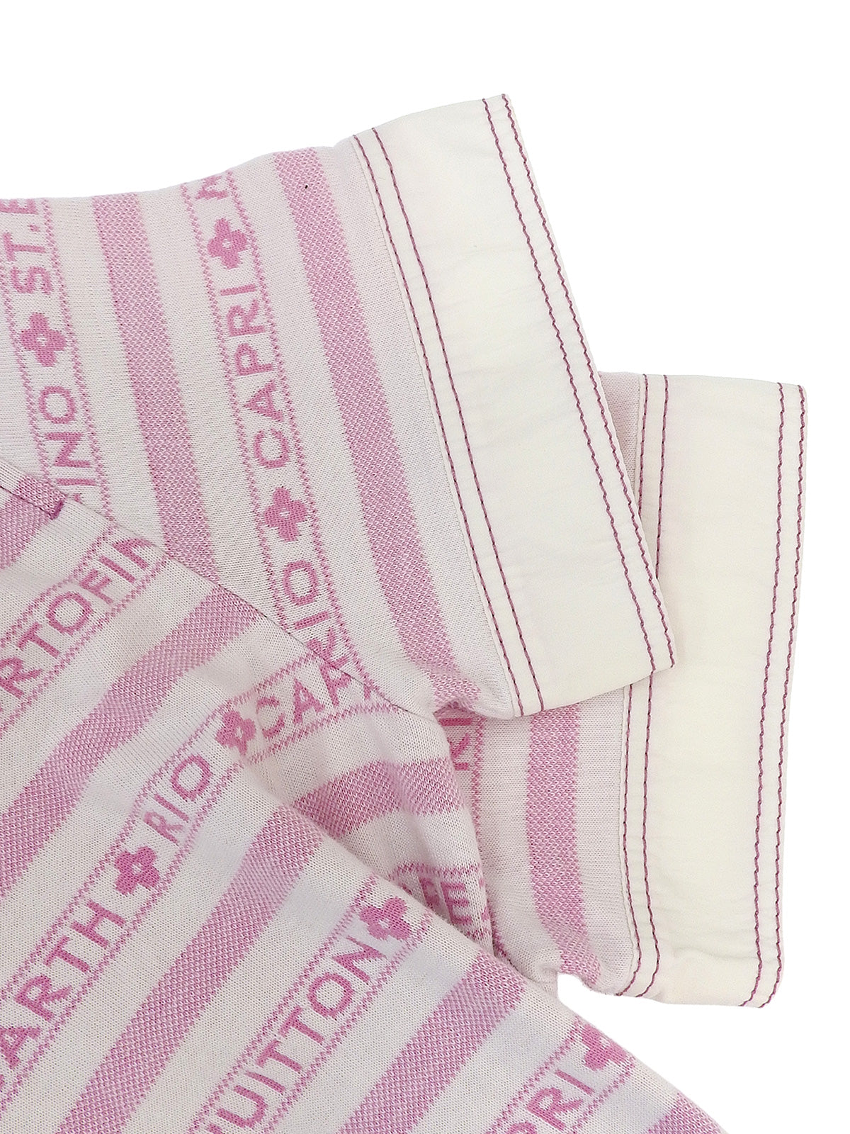 白色/粉色边框图案Logo衬衫裙