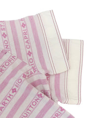 白色/粉色边框图案Logo衬衫裙