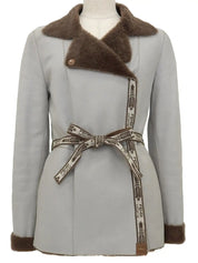 ロゴデザインムートンジャケット グレー/ブラウン