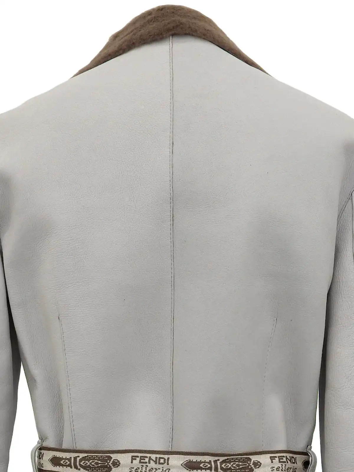 ロゴデザインムートンジャケット グレー/ブラウン