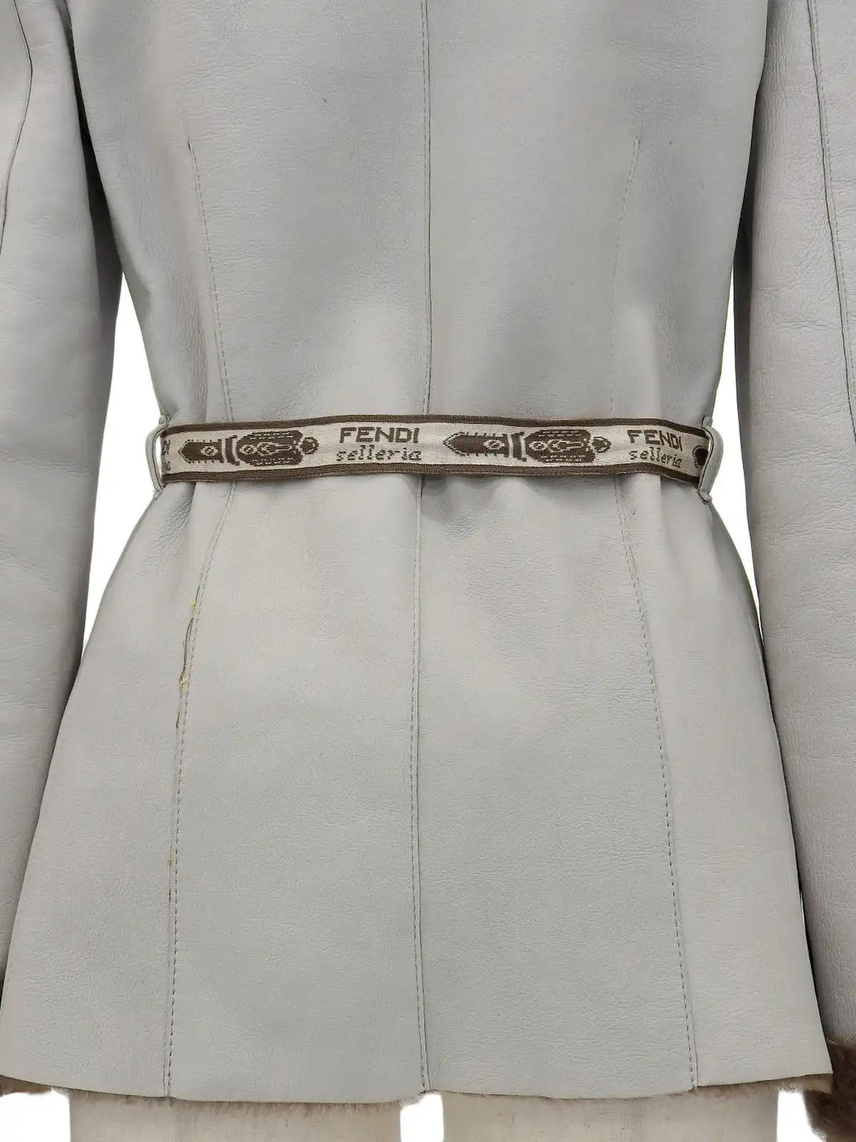 Logo design mouton jacket in gray/brown