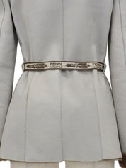 ロゴデザインムートンジャケット グレー/ブラウン