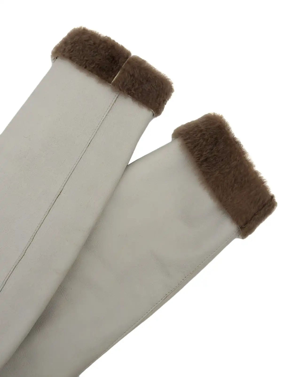 ロゴデザインムートンジャケット グレー/ブラウン