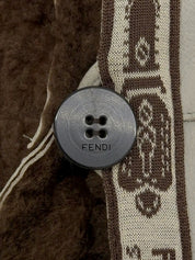 ロゴデザインムートンジャケット グレー/ブラウン