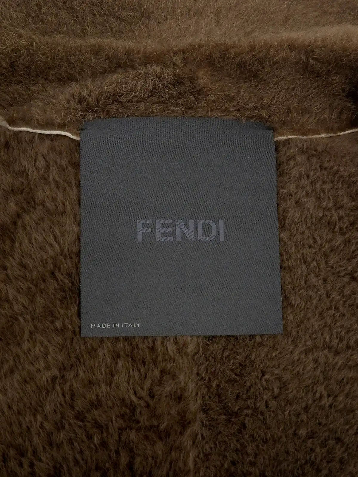 ロゴデザインムートンジャケット グレー/ブラウン