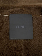 ロゴデザインムートンジャケット グレー/ブラウン