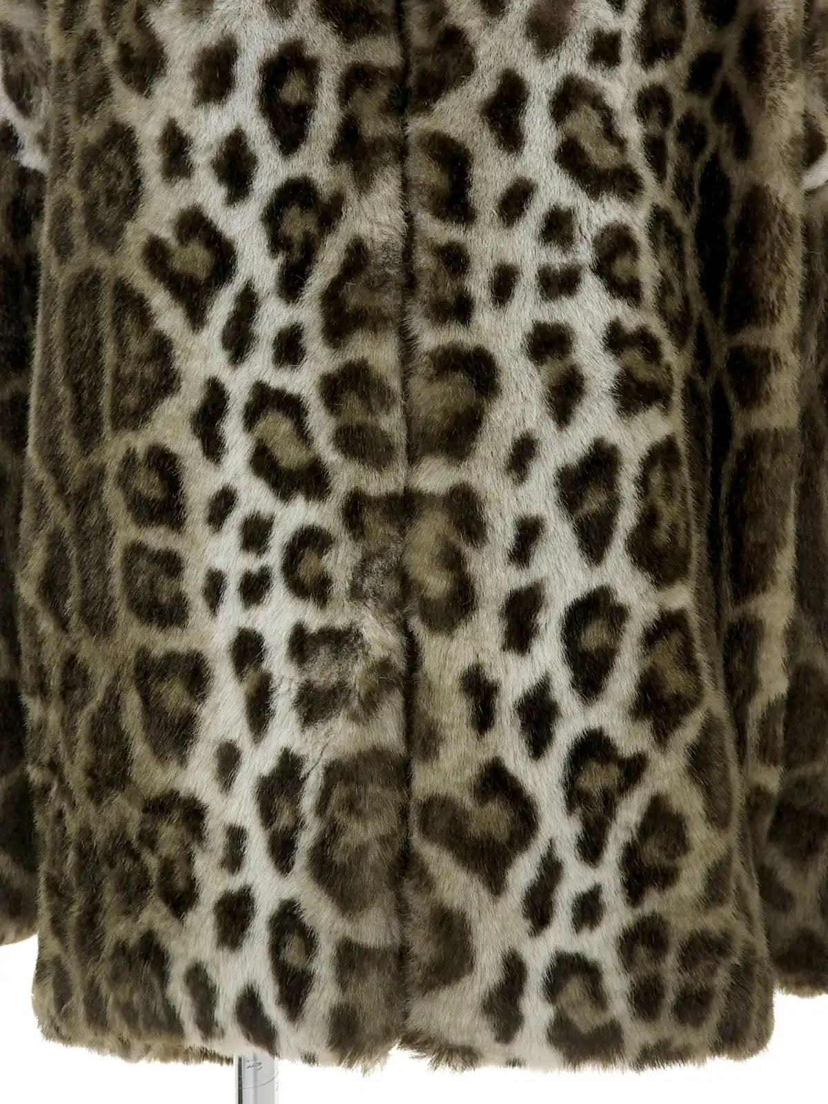 Leopard pattern fur jacket in khaki/white
