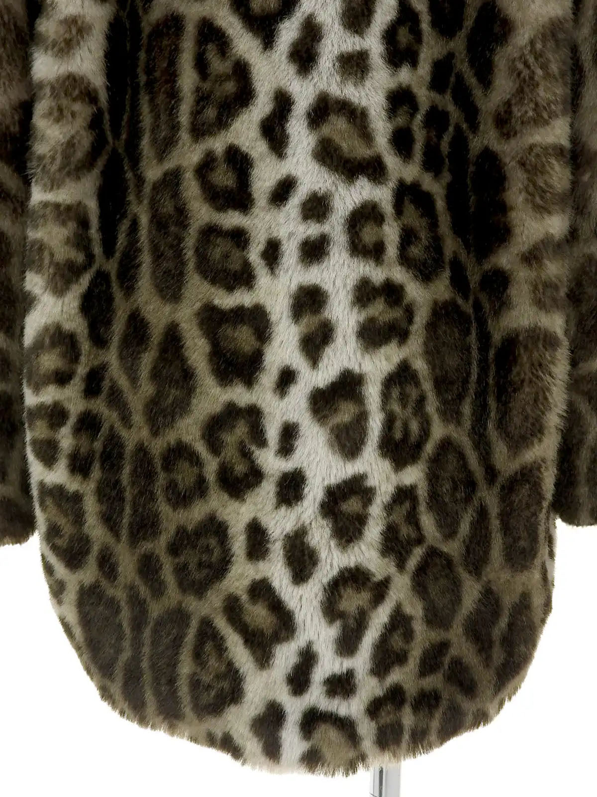 Leopard pattern fur jacket in khaki/white