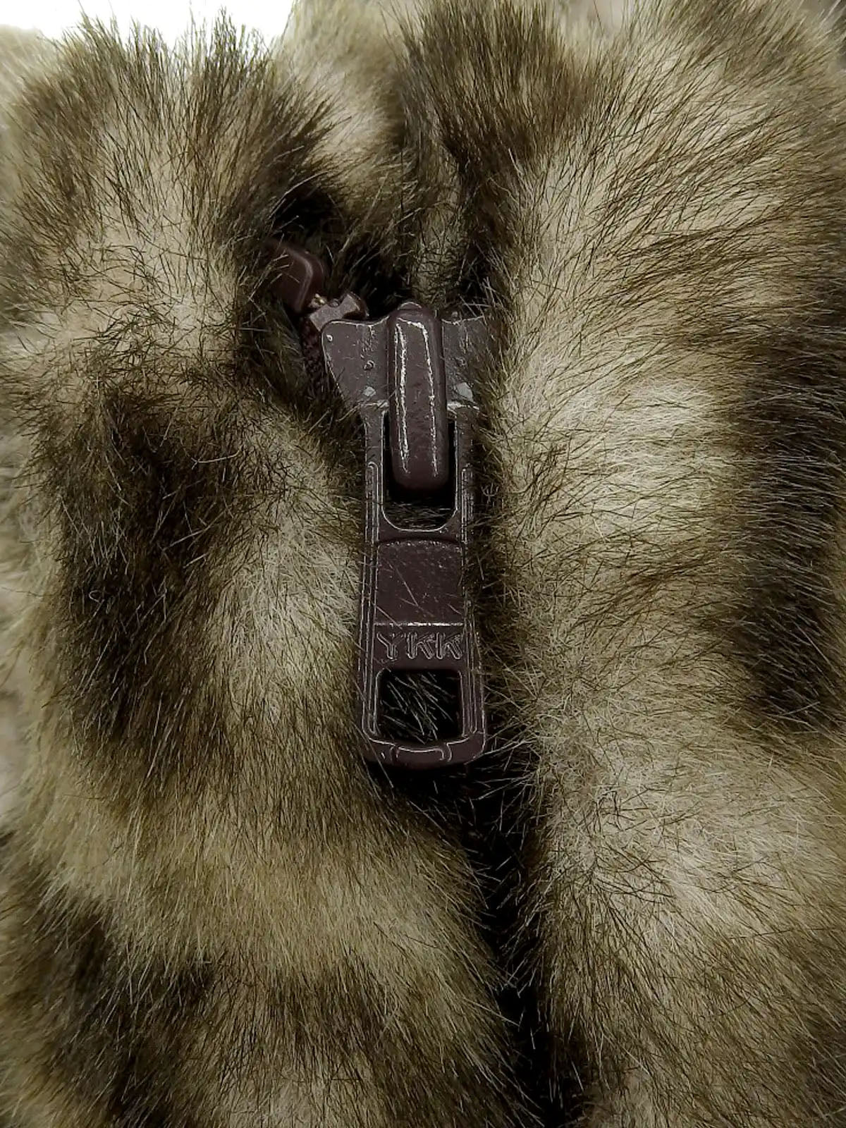 Leopard pattern fur jacket in khaki/white