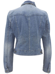 浅蓝色logo纽扣牛仔夹克