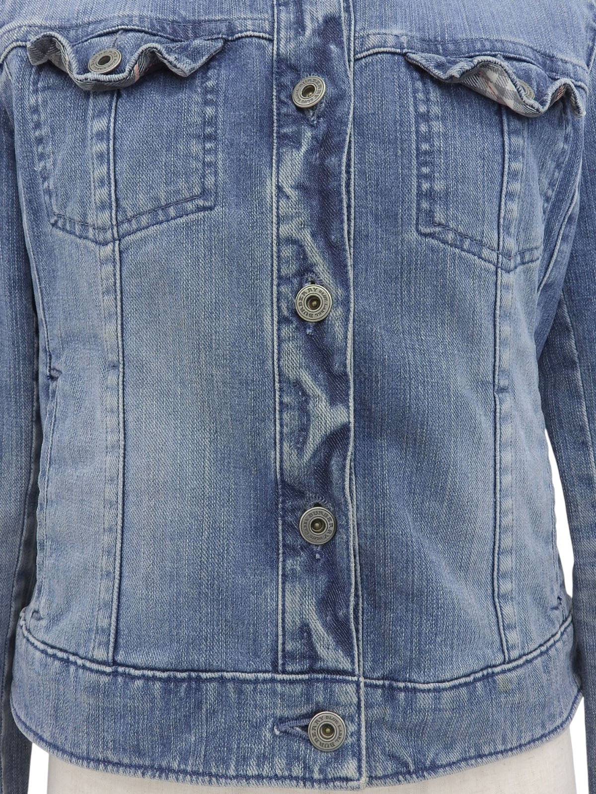Logo Button Denim Jacket, Light Blue, #40