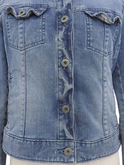 Logo Button Denim Jacket, Light Blue, #40