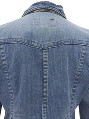 Logo Button Denim Jacket, Light Blue, #40