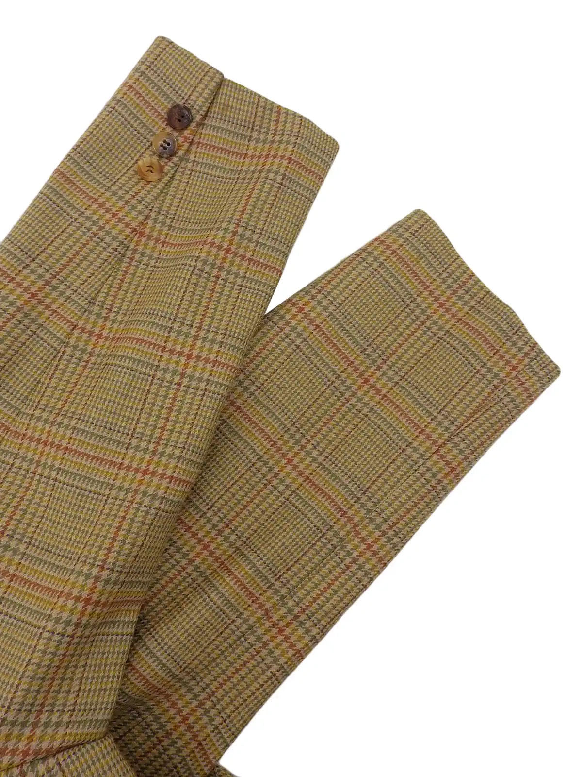 Wool check pattern logo button double-breasted jacket in beige/multi