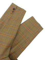 Wool check pattern logo button double-breasted jacket in beige/multi