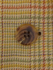 Wool check pattern logo button double-breasted jacket in beige/multi