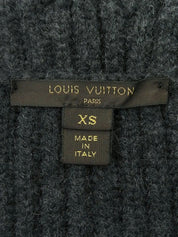 Cashmere fur hooded poncho in charcoal gray