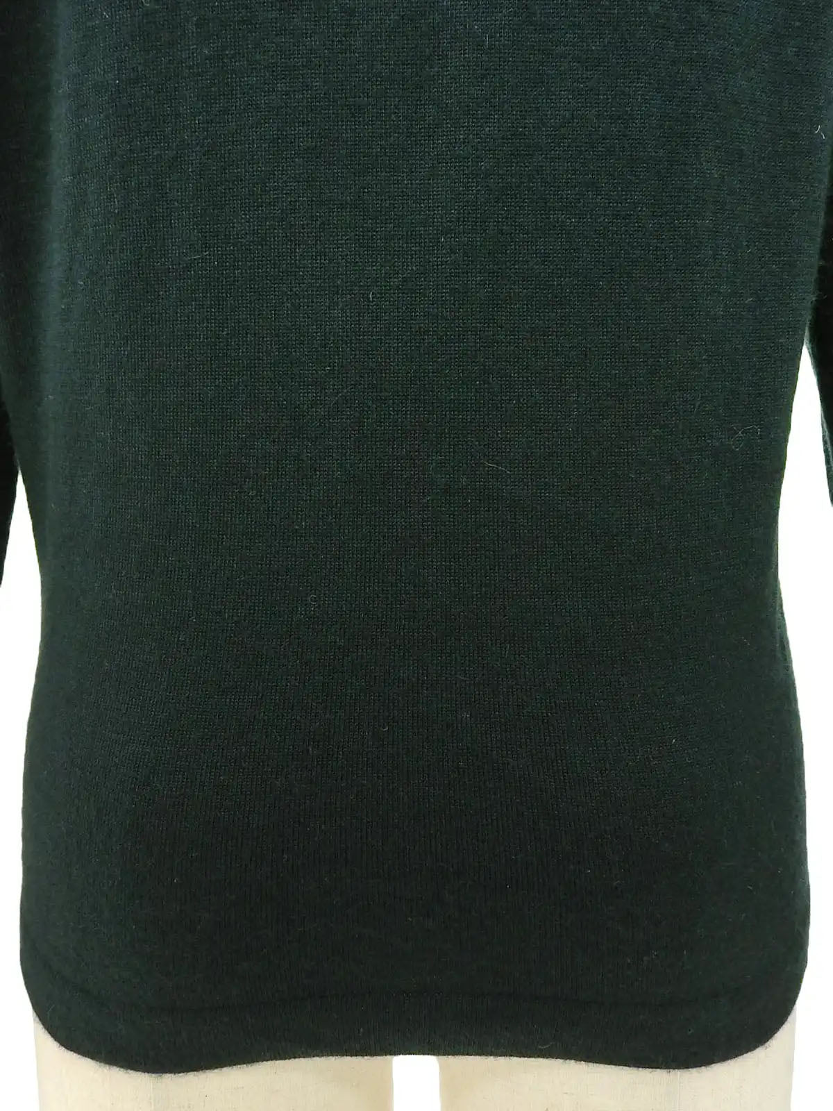 Silk knit combination ballerina pattern long sleeve top in dark green/multi