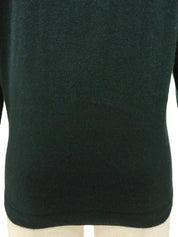 Silk knit combination ballerina pattern long sleeve top in dark green/multi