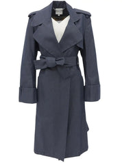 Logo Embroidered Trench Coat in Smoky Blue