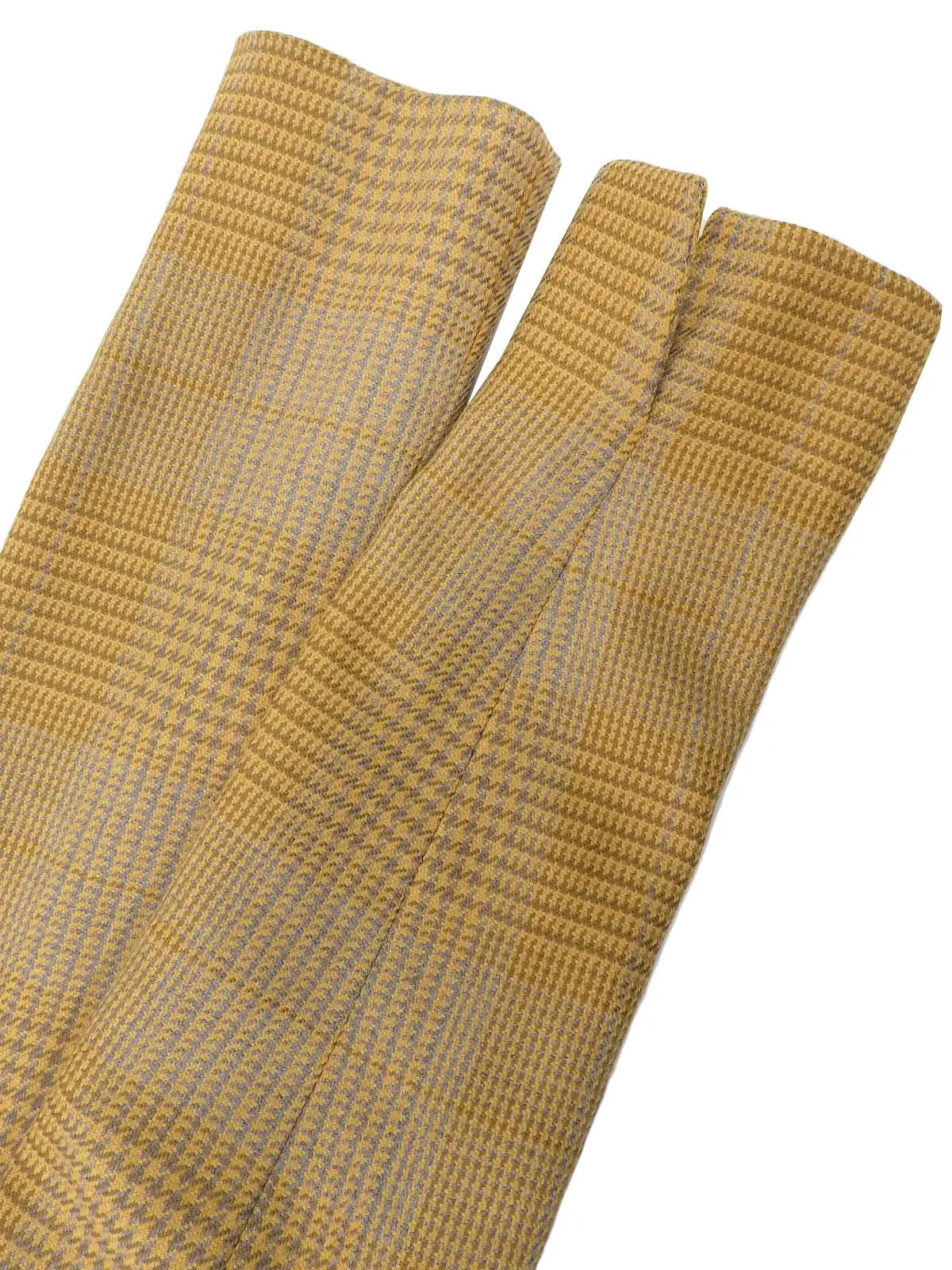 Wool and suede combination check pattern jacket in camel and multicolor
