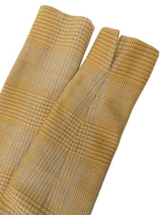 Wool and suede combination check pattern jacket in camel and multicolor